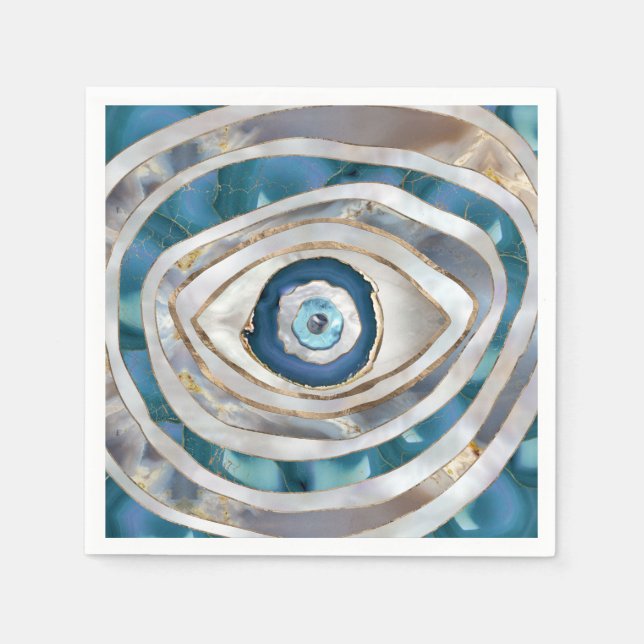 Evil Eye Mineral textures and gold Napkins (Front)