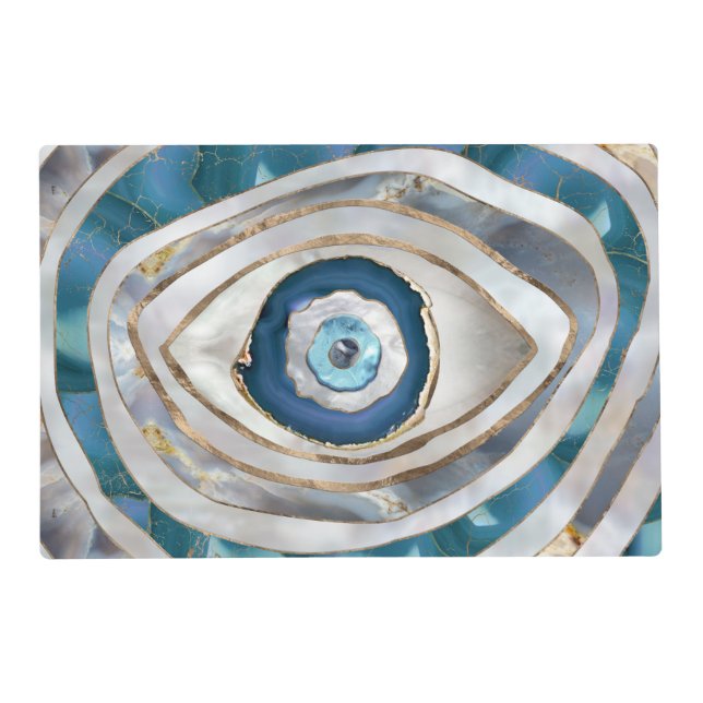 Evil Eye Mineral textures and gold Placemat (Front)