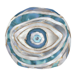 Evil Eye Mineral textures and gold Pouf
