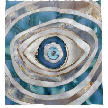 Evil Eye Mineral Textures And Gold Shower Curtain by LoveMalinois at Zazzle