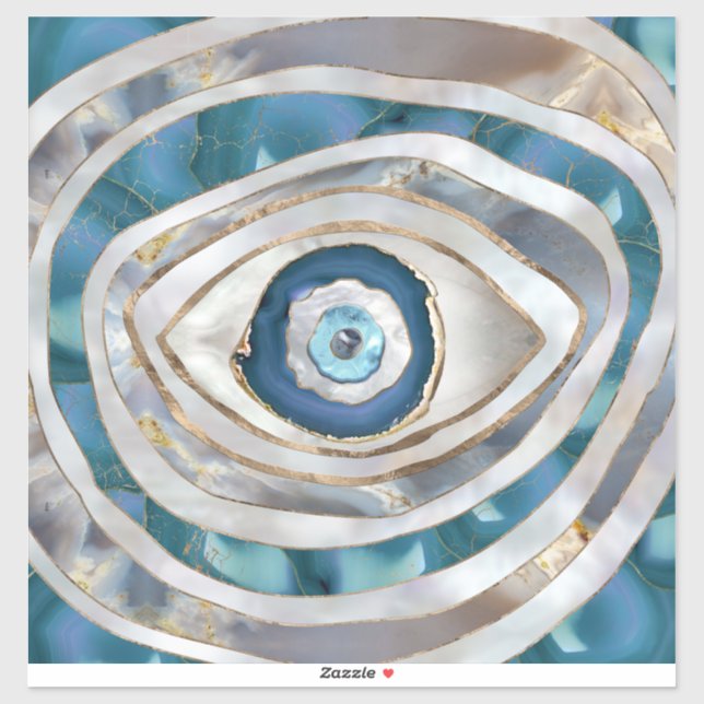 Evil Eye Mineral textures and gold Sticker (Sheet)