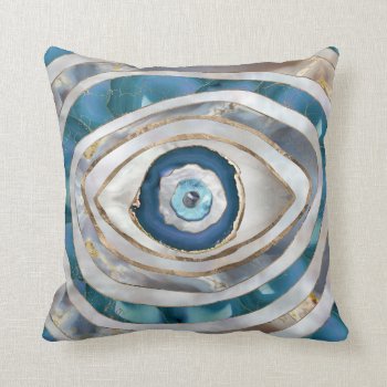 Evil Eye Mineral Textures And Gold Throw Pillow by LoveMalinois at Zazzle