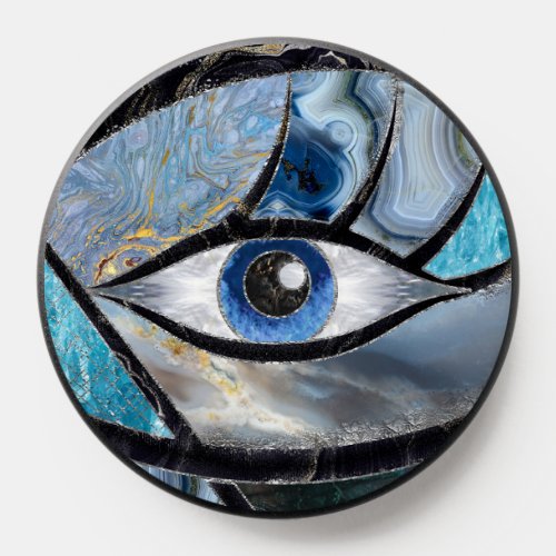 Evil Eye Mineral textures and silver PopSocket
