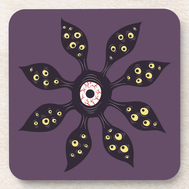 Evil Eye Monster Creepy Weird Gothic Art Beverage Coaster (Front)