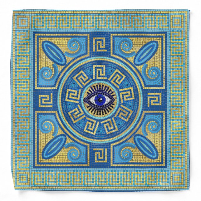 Evil Eye Mosaic Tile ornament Bandana (Front)