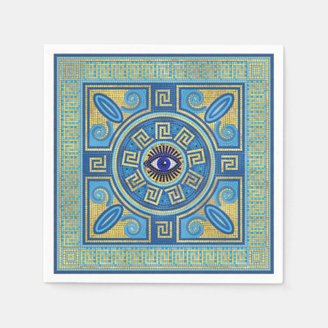 Evil Eye Mosaic Tile ornament Napkins (Front)