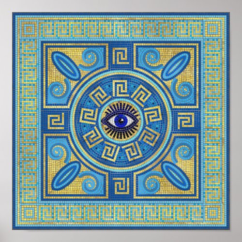 Evil Eye Mosaic Tile Ornament Poster