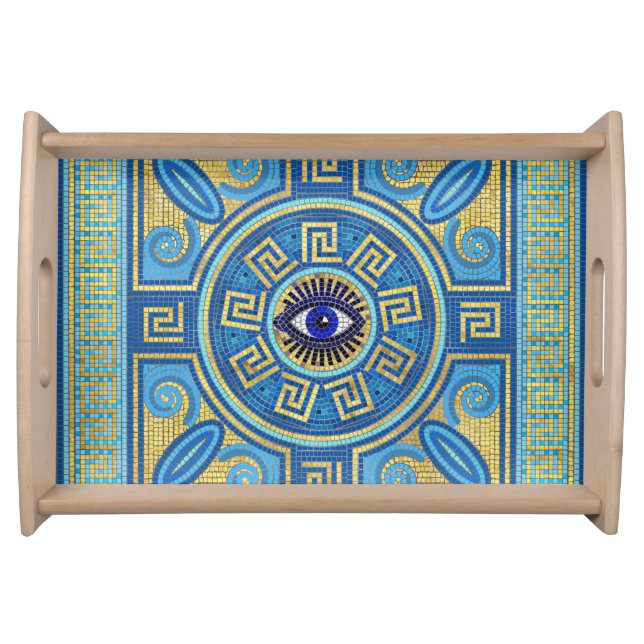 Evil Eye Mosaic Tile ornament Serving Tray (Front)