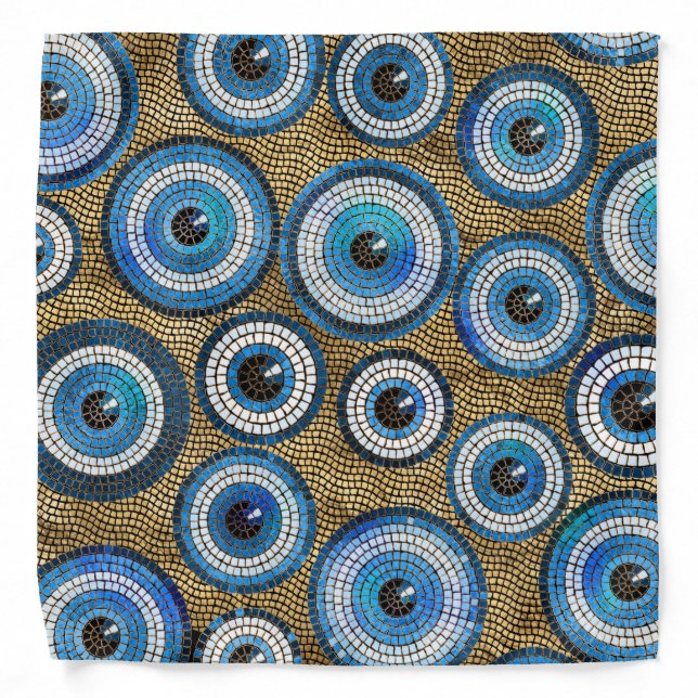 Evil Eye Mosaic Tile Pattern Bandana (Front)