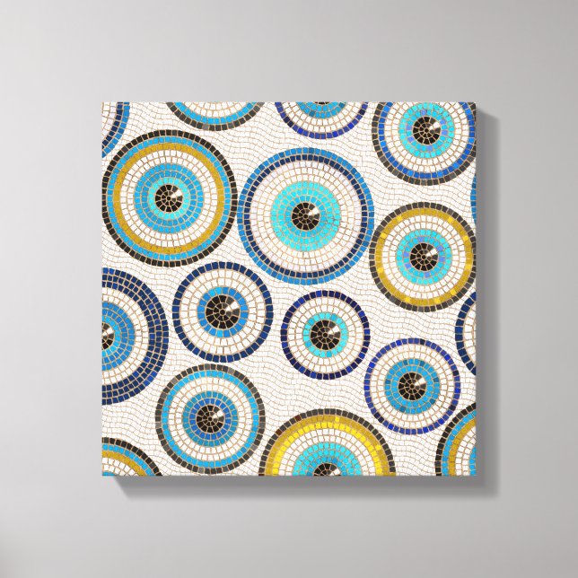 Evil Eye Mosaic Tile Pattern Canvas Print (Front)