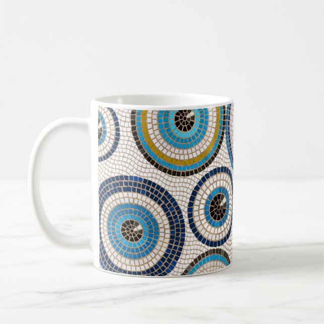 Evil Eye Mosaic Tile Pattern Coffee Mug (Left)
