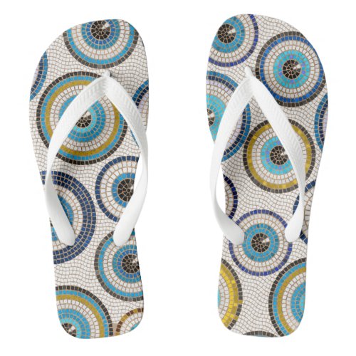 Evil Eye Mosaic Tile Pattern Flip Flops