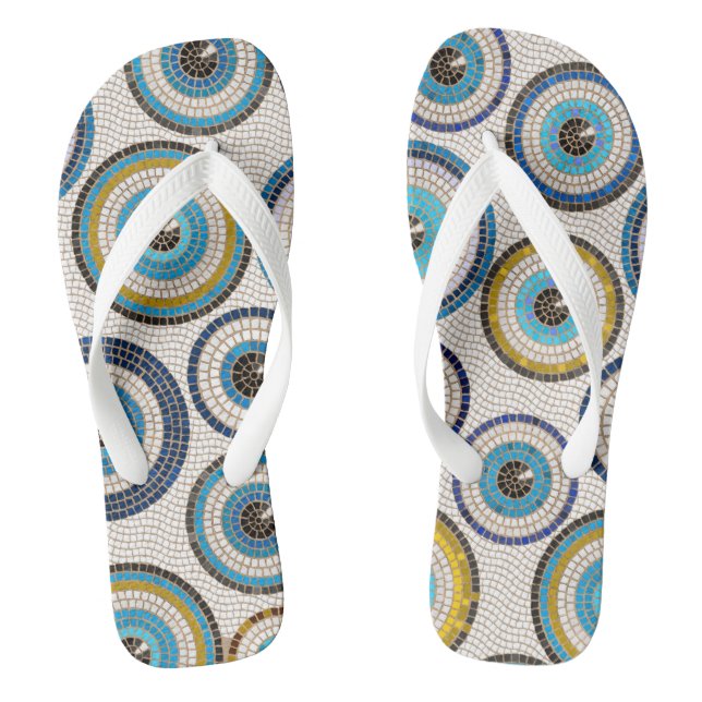 Evil Eye Mosaic Tile Pattern Flip Flops (Footbed)