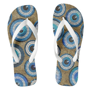 Evil Eye Mosaic Tile Pattern Flip Flops
