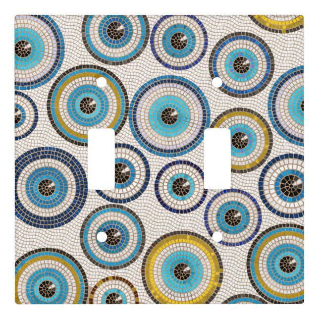 Evil Eye Mosaic Tile Pattern Light Switch Cover (Front)