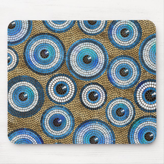 Evil Eye Mosaic Tile Pattern Mouse Pad (Front)