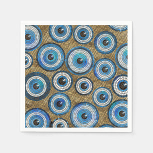 Evil Eye Mosaic Tile Pattern Napkins