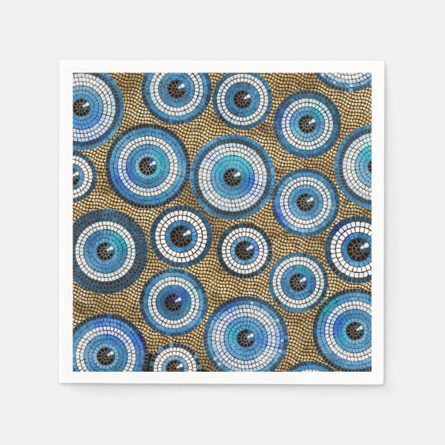 Evil Eye Mosaic Tile Pattern Napkins (Front)
