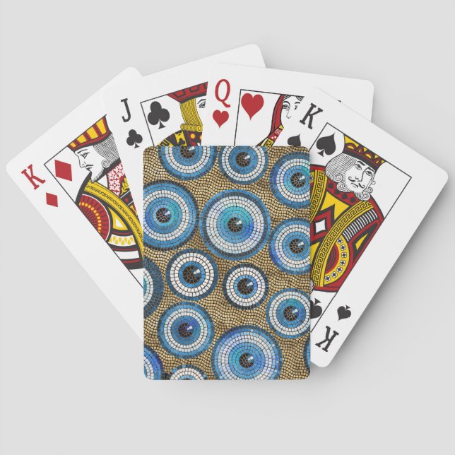 Evil Eye Mosaic Tile Pattern Poker Cards (Back)