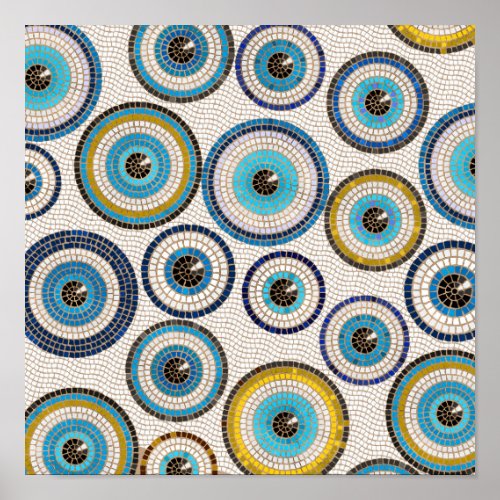 Evil Eye Mosaic Tile Pattern Poster