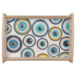 Evil Eye Mosaic Tile Pattern Serving Tray