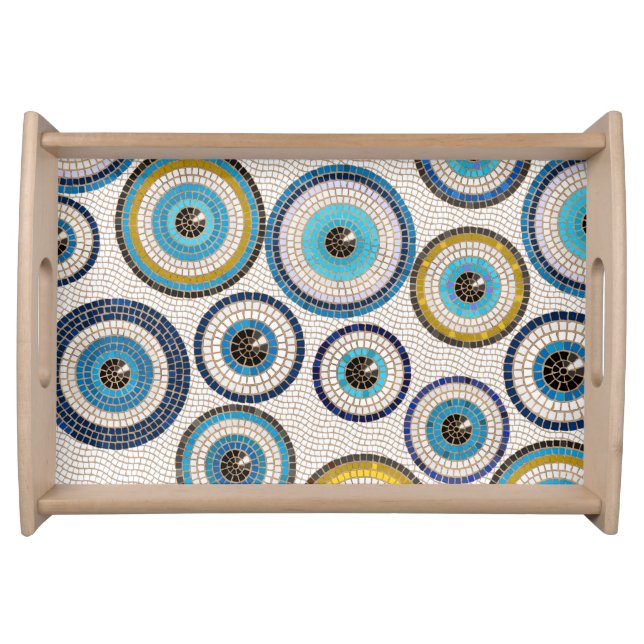 Evil Eye Mosaic Tile Pattern Serving Tray (Front)
