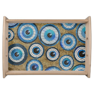 Evil Eye Mosaic Tile Pattern Serving Tray