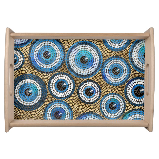 Evil Eye Mosaic Tile Pattern Serving Tray (Front)