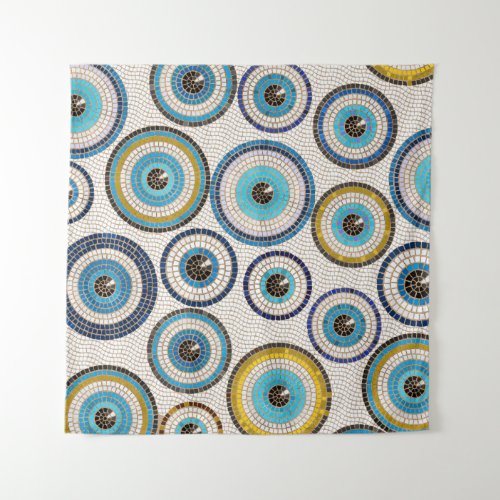 Evil Eye Mosaic Tile Pattern Tapestry