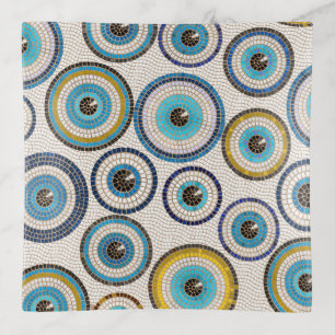 Evil Eye Mosaic Tile Pattern Trinket Tray