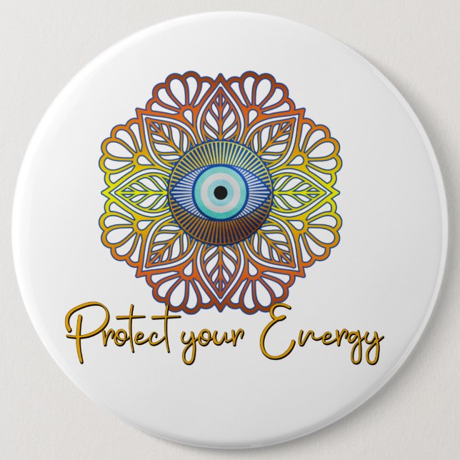 Evil Eye Mystical Celestial Third Eye Energy  Button (Front)