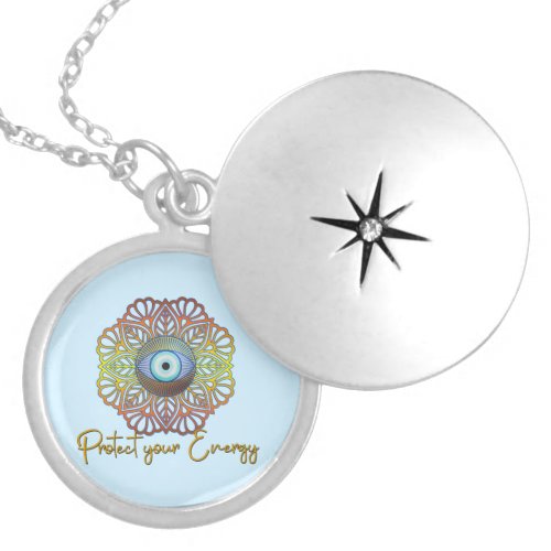 Evil Eye Mystical Celestial Third Eye Energy  Locket Necklace