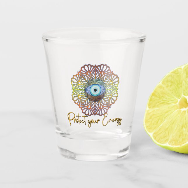 Evil Eye Mystical Celestial Third Eye Energy  Shot Glass (Front)
