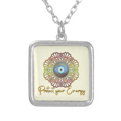Evil Eye Mystical Celestial Third Eye Energy  Silver Plated Necklace