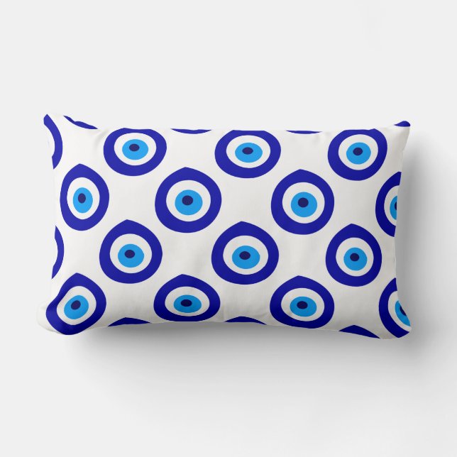 Evil Eye Nazar Amulet Symbol Pattern Lumbar Pillow (Front)