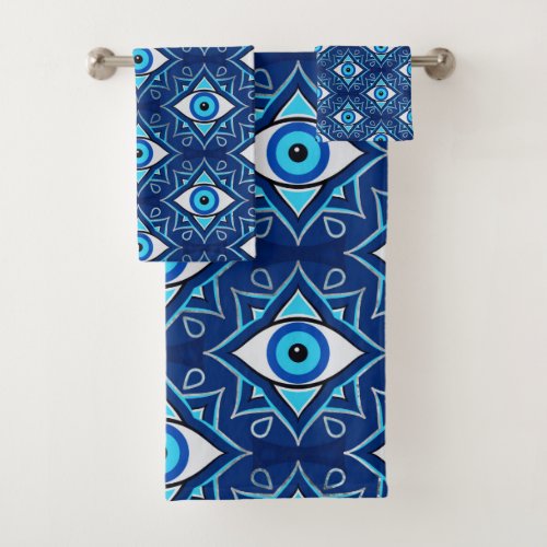 Evil Eye Ornament Pattern Bath Towel Set