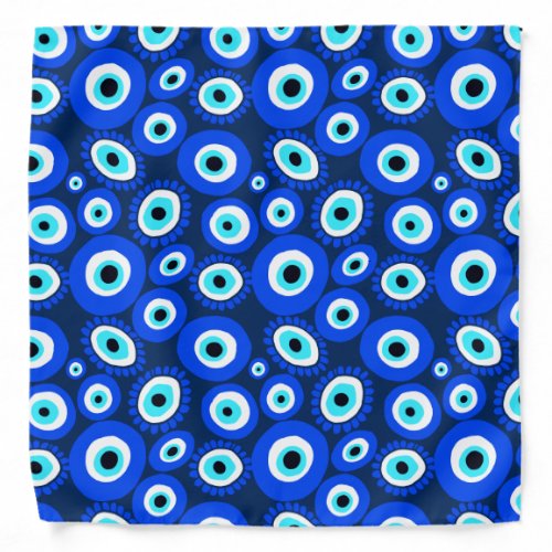 Evil Eye Pattern Blue White Circle Pattern Bandana