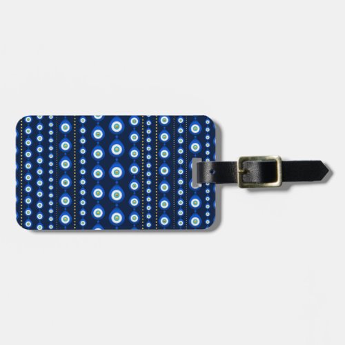 Evil Eye pattern _ dark blue with golden accents Luggage Tag