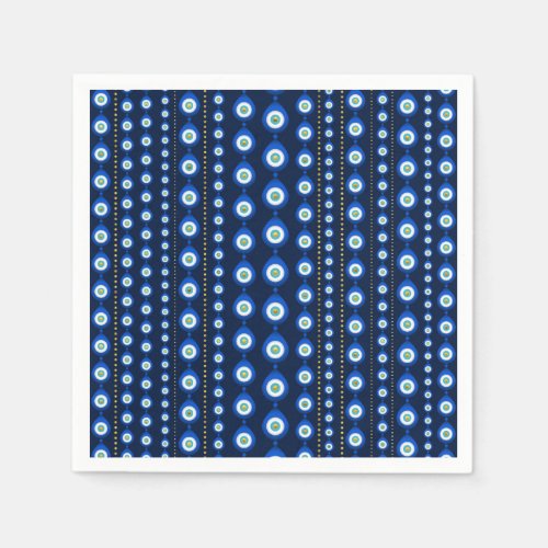 Evil Eye pattern _ dark blue with golden accents Napkins