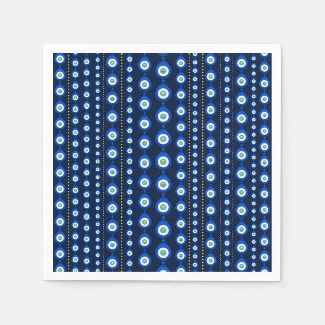 Evil Eye pattern - dark blue with golden accents Napkins (Front)