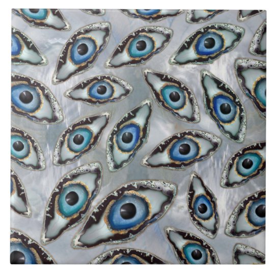 Evil Eye Pattern Geodes and Crystals on pearl Ceramic Tile | Zazzle.com