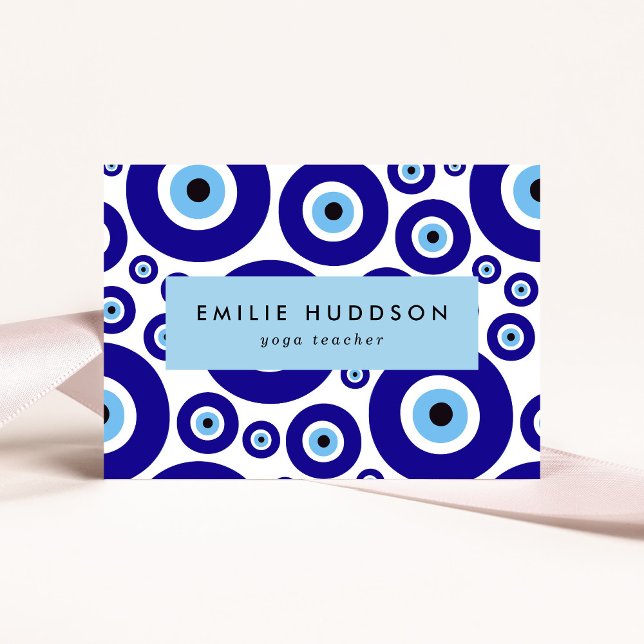 Evil Eye Pattern, Greek Eye, Nazar, Yoga Teacher Business Card (Creator Uploaded)