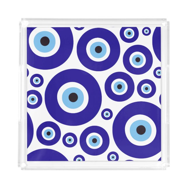 Evil Eye Pattern, Greek Eye, Turkish Eye, Nazar Acrylic Tray (Front)