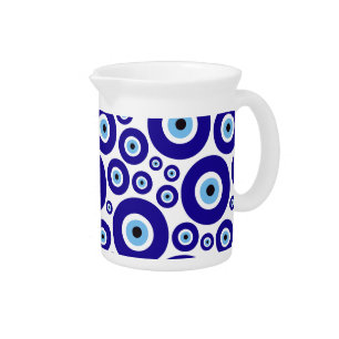 Evil Eye Pattern, Greek Eye, Turkish Eye, Nazar Beverage Pitcher