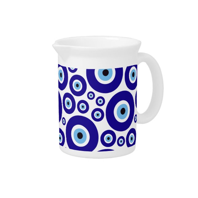 Evil Eye Pattern, Greek Eye, Turkish Eye, Nazar Beverage Pitcher (Right)