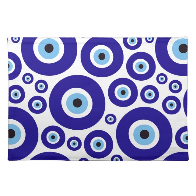 Evil Eye Pattern, Greek Eye, Turkish Eye, Nazar Cloth Placemat (Front)