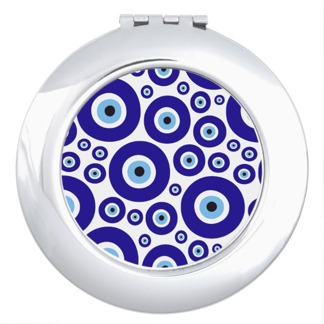 Evil Eye Pattern, Greek Eye, Turkish Eye, Nazar Compact Mirror (Front)