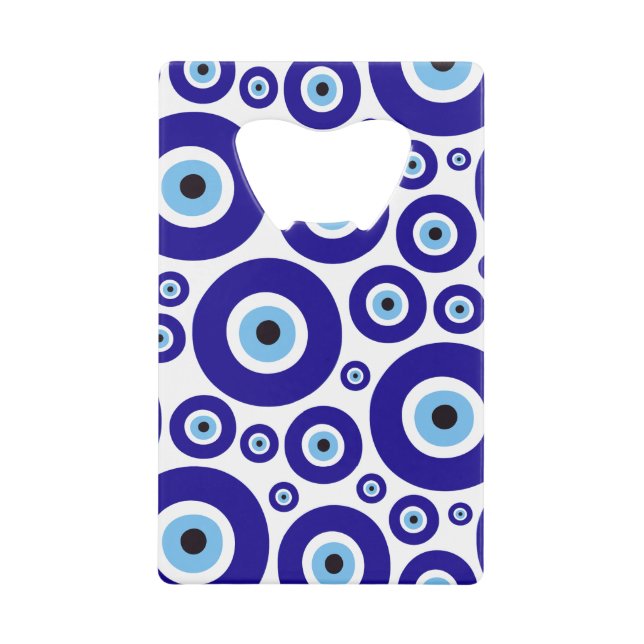 Evil Eye Pattern, Greek Eye, Turkish Eye, Nazar Credit Card Bottle Opener (Front)