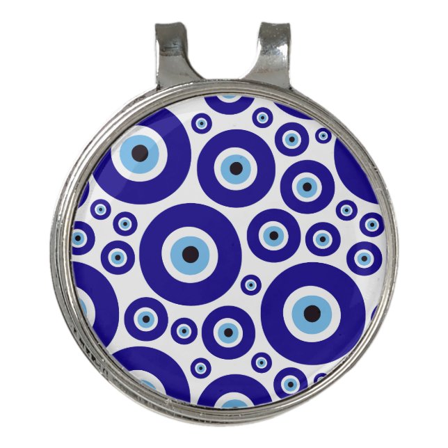 Evil Eye Pattern, Greek Eye, Turkish Eye, Nazar Golf Hat Clip (Front)