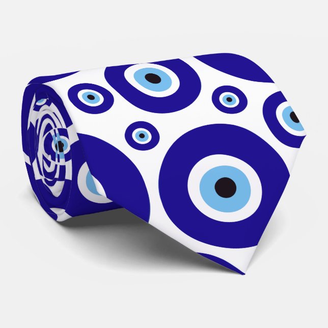 Evil Eye Pattern, Greek Eye, Turkish Eye, Nazar Neck Tie (Rolled)